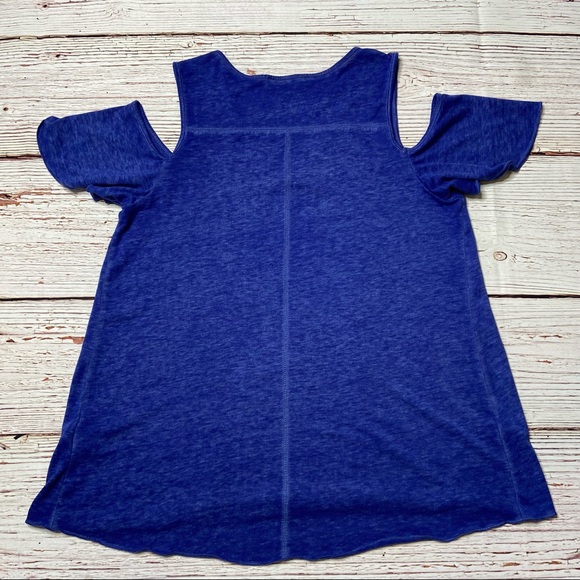 Sanctuary Clothing Cold Shoulder Blue Tee Top Sz M - Picture 13 of 16